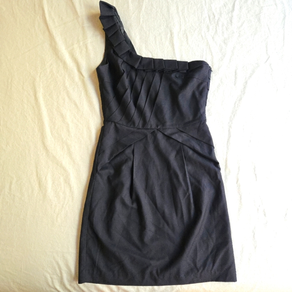 MM Couture One-Shoulder Black Cocktail Dress